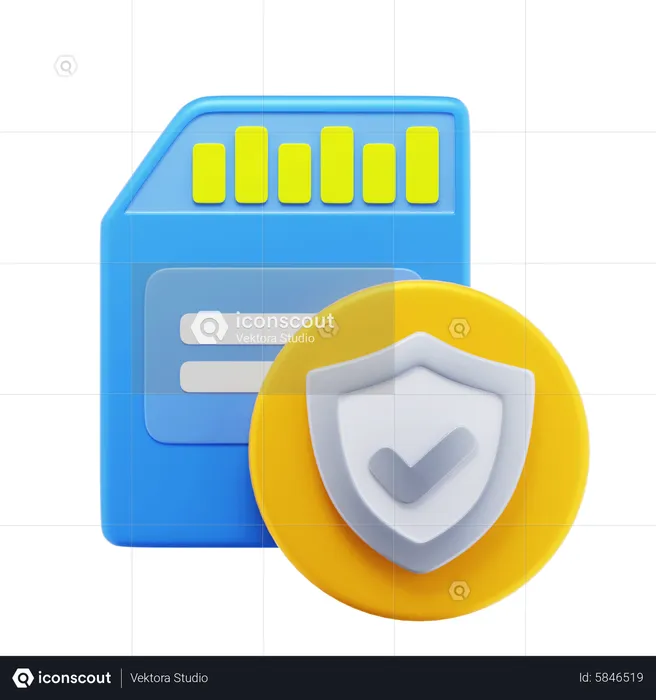 Memory Card Security  3D Icon