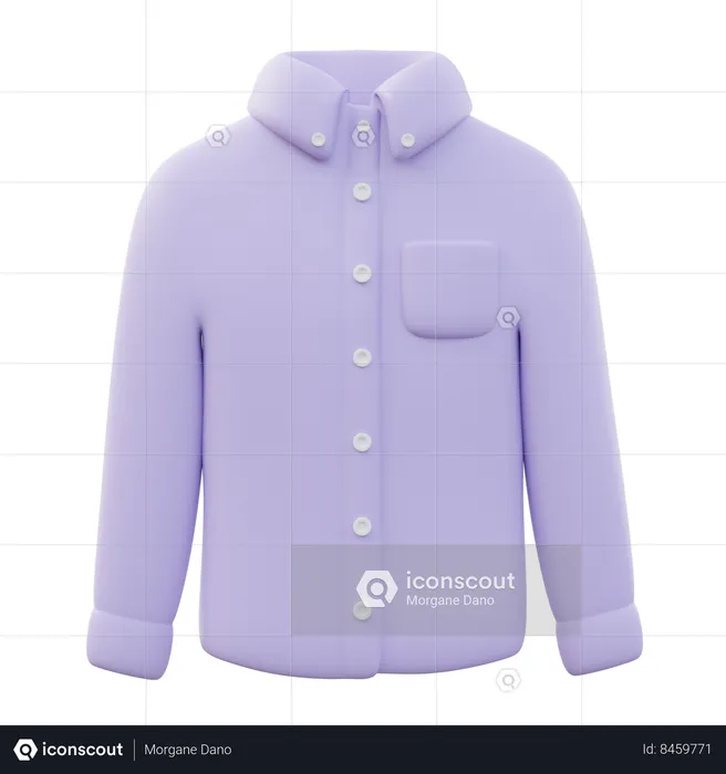 Men Oxford button down shirt long sleeve  3D Icon