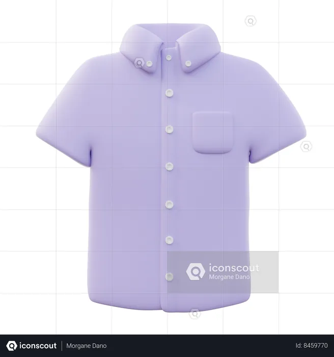 Men Oxford button down shirt short sleeve  3D Icon
