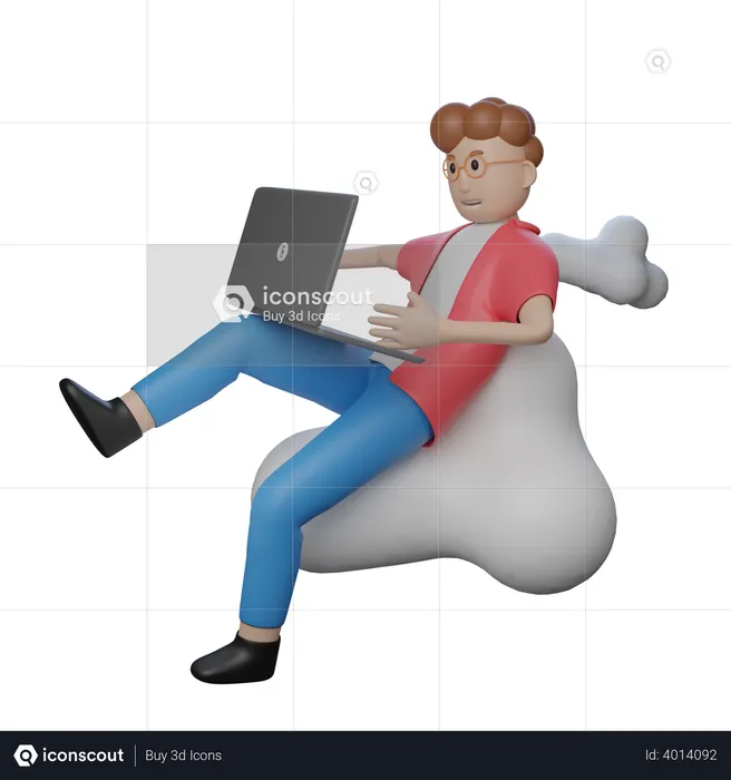 Men Working From Home With Laptop  3D Illustration