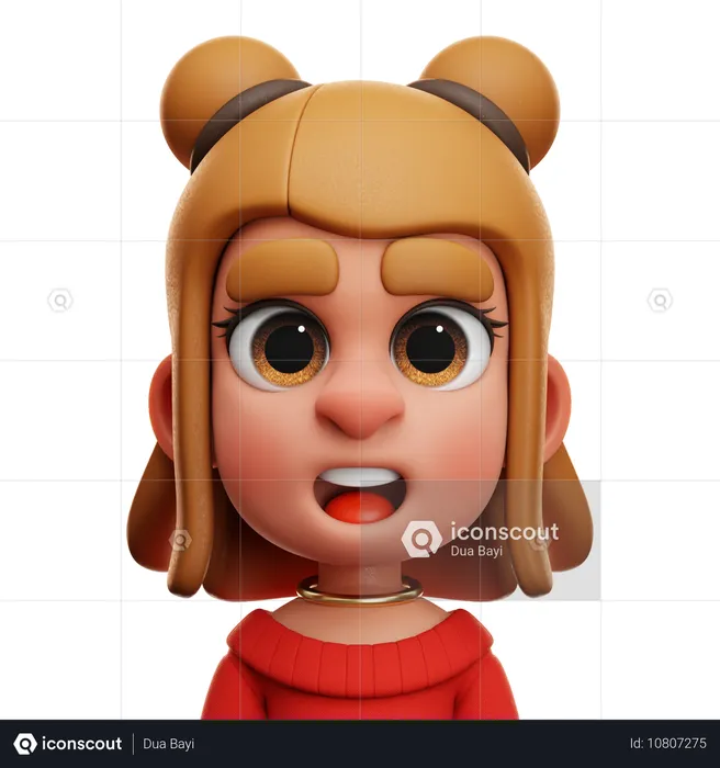 MENINA COM VESTIDO VERMELHO  3D Icon