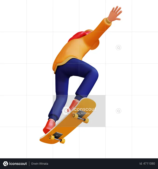 Menina jogando skate  3D Illustration