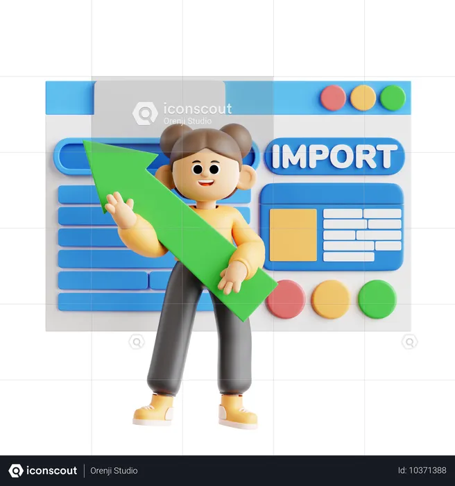 Menina mostrando dados da Web importados  3D Illustration