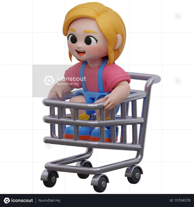 Carrinho de compras de personagem feminina  3D Illustration