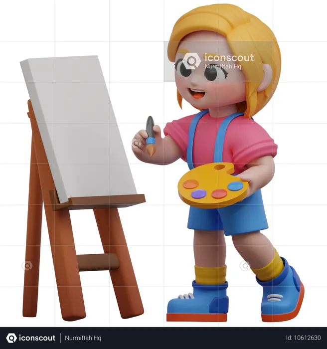 Pintura de menina  3D Illustration