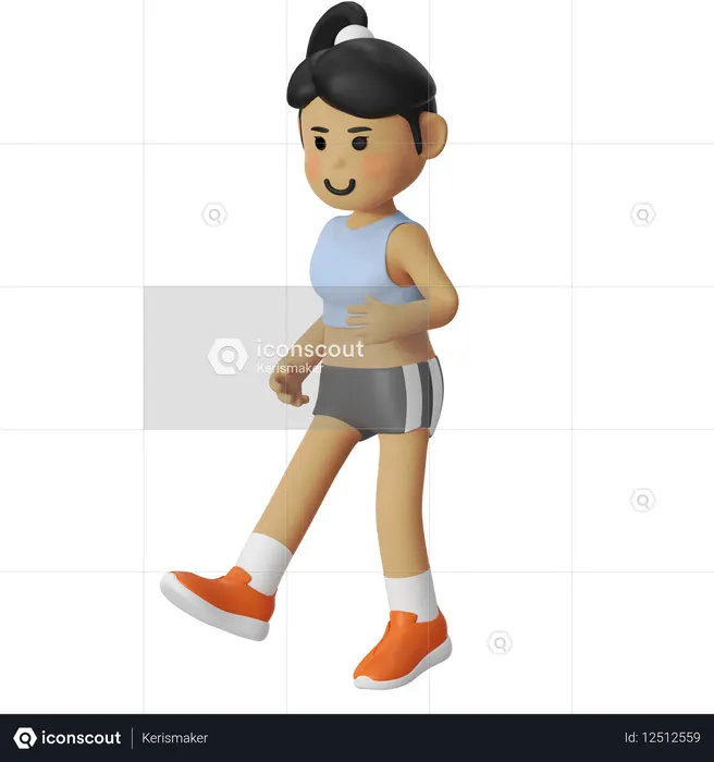 Menina saltando com a perna esticada antes de correr  3D Icon