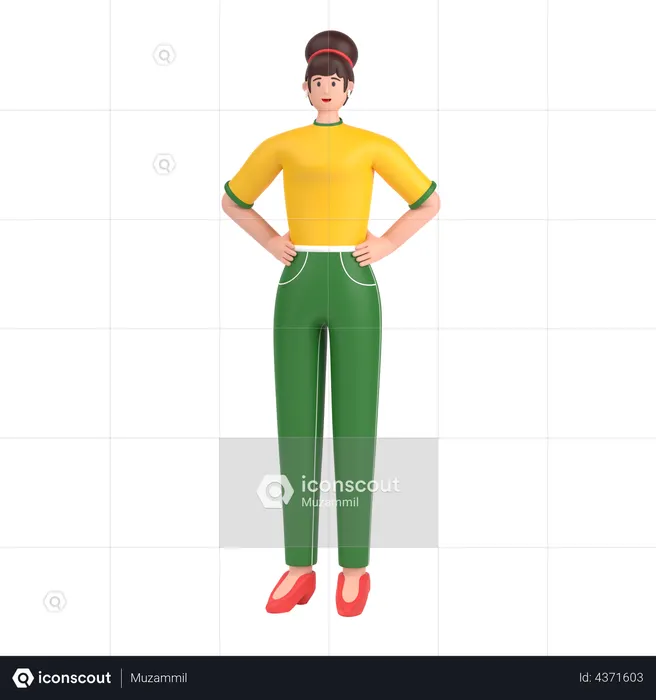 Menina segurando as mãos na pose da cintura  3D Icon