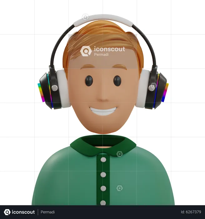 Menino de camisa verde  3D Icon