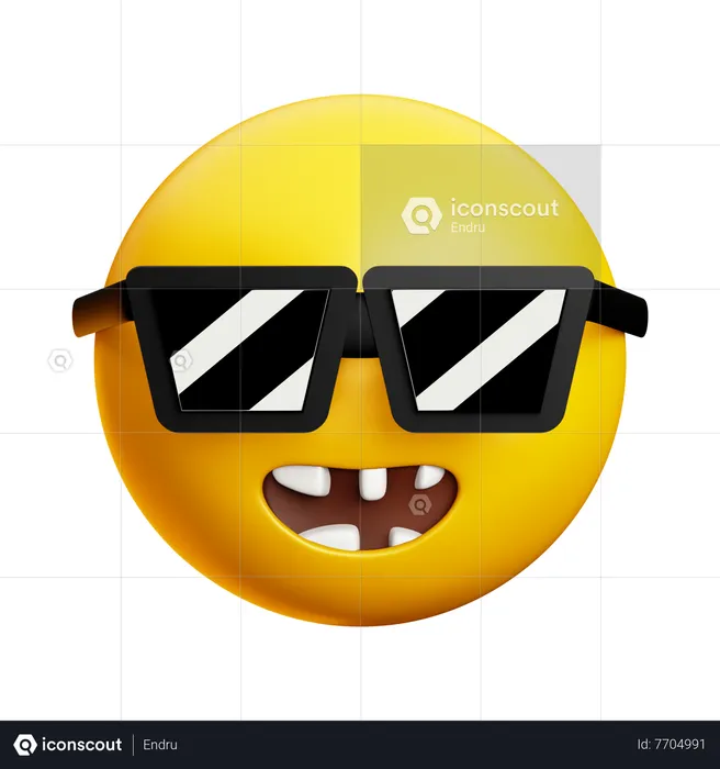 Menino com cáries usando óculos escuros Emoji 3D Icon