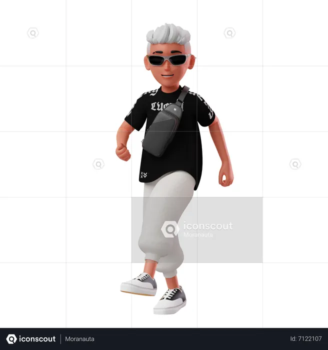 Menino com pose de caminhada  3D Illustration