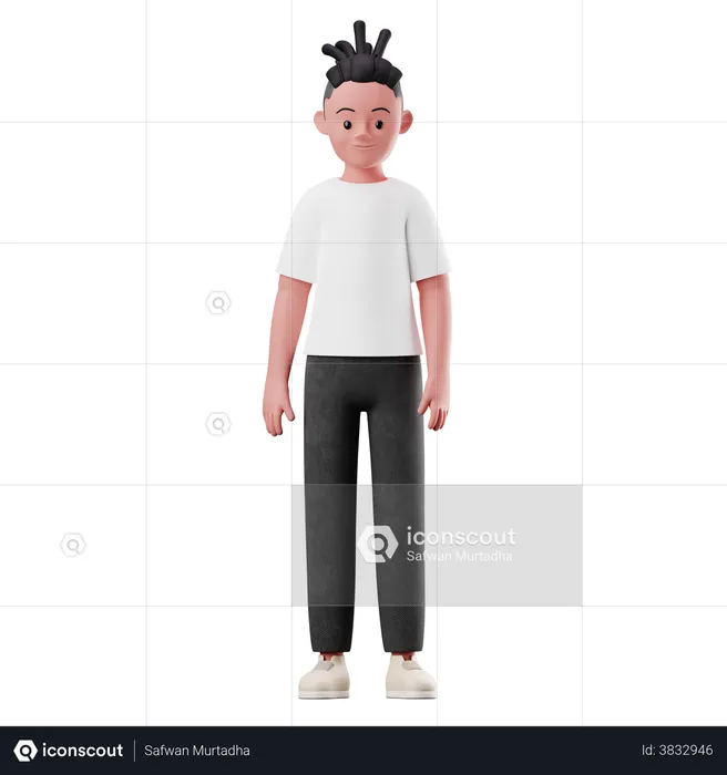 Menino com pose em pé  3D Illustration