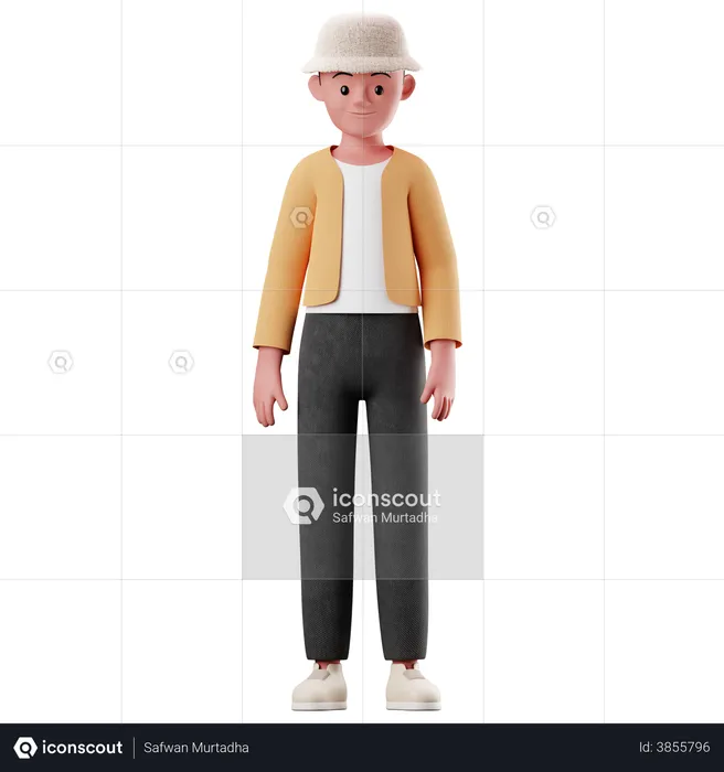 Menino com pose em pé  3D Illustration