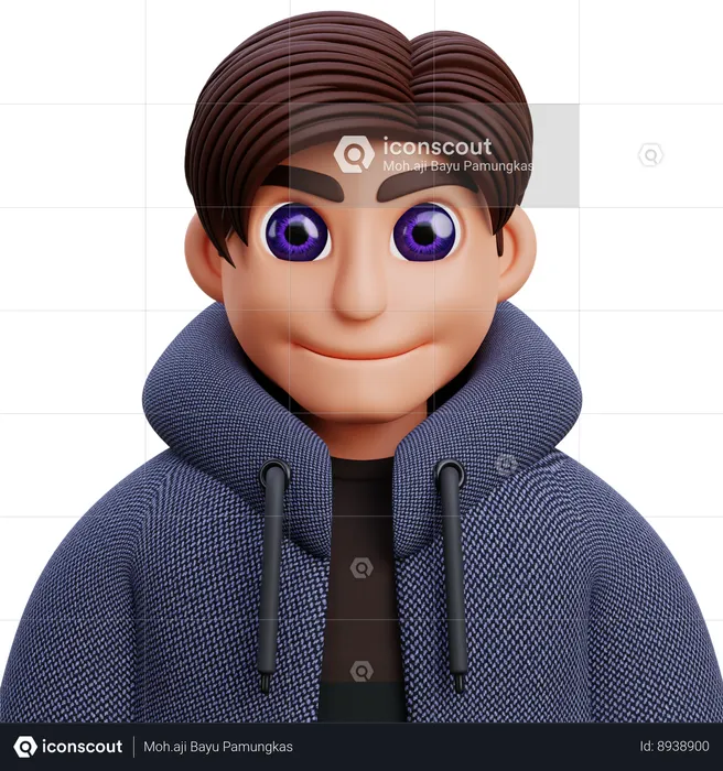 Menino de jaqueta cinza  3D Icon