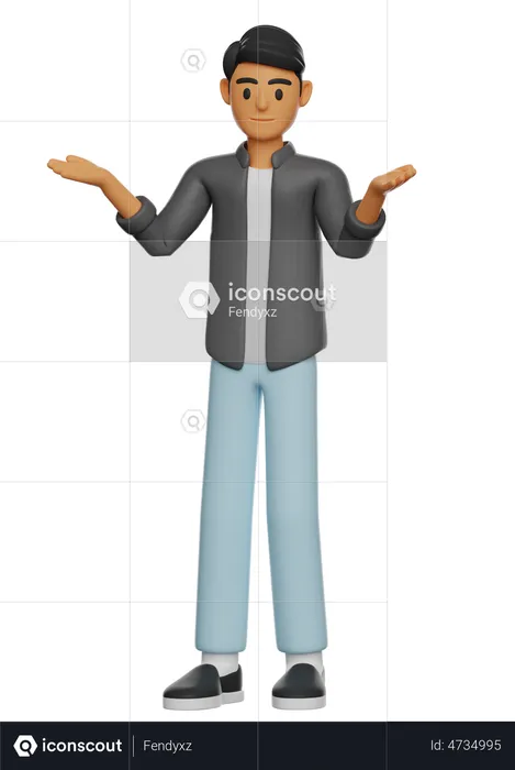 Menino fazendo pose confusa  3D Illustration