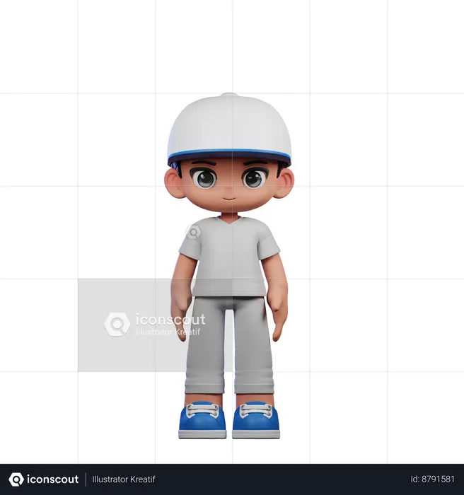 Garoto fofo fazendo pose legal em pé  3D Icon