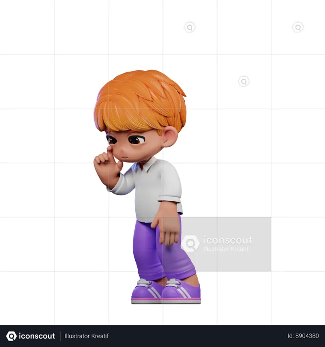 Garoto fofo fazendo pose triste em pé  3D Illustration