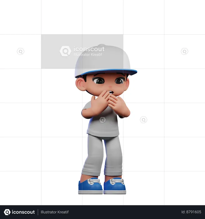 Garoto fofo fazendo pose de medo  3D Illustration