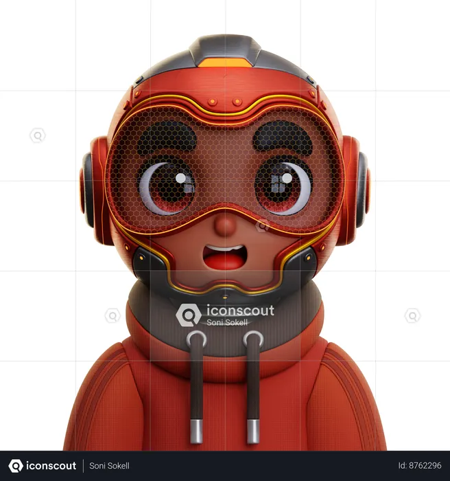 Menino humanóide vestindo suéter vermelho  3D Icon