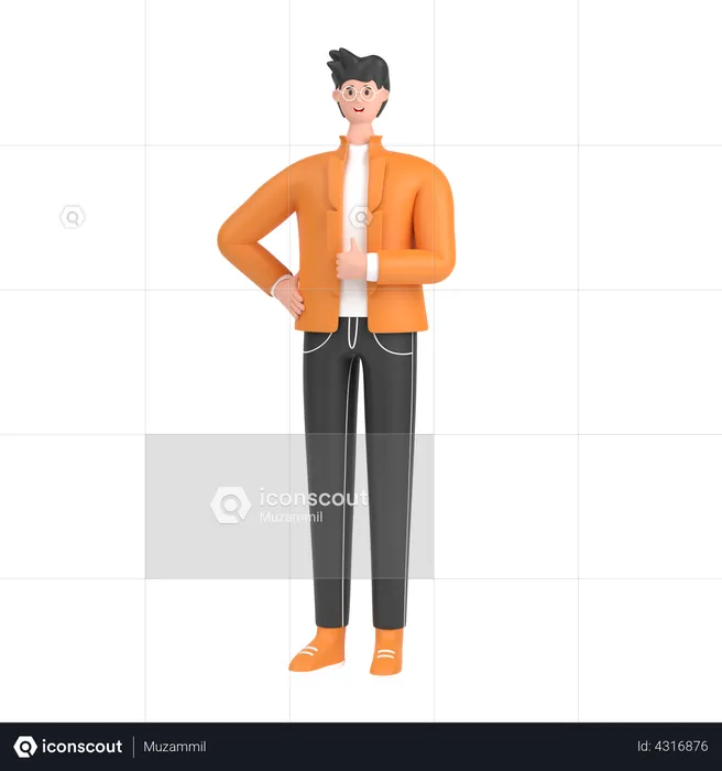 Menino mostrando como gesto com a mão  3D Illustration