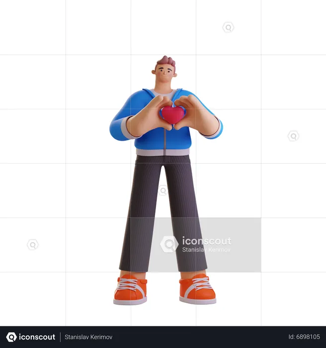 Menino mostrando gesto de coração  3D Illustration