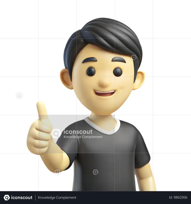 Menino, polegares para cima  3D Icon