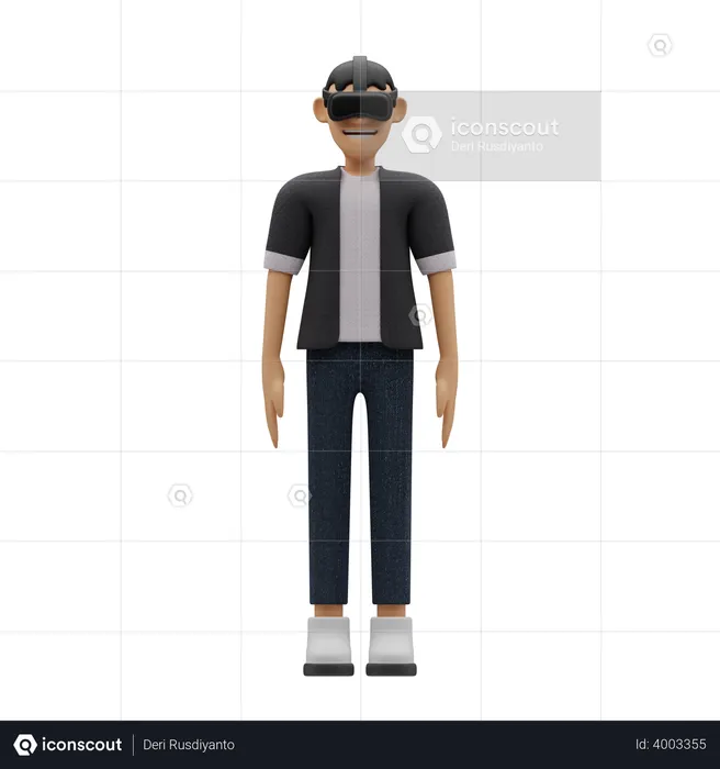 Menino usando fone de ouvido vr  3D Illustration