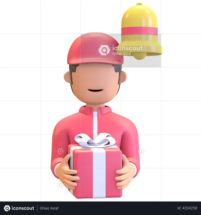 Mensageiro segurando uma caixa de presente  3D Icon
