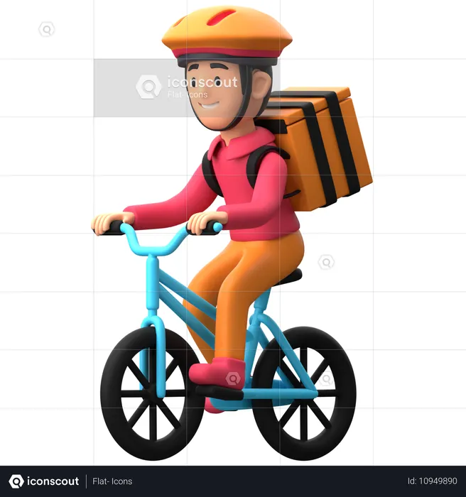 Mensajero en bicicleta  3D Icon