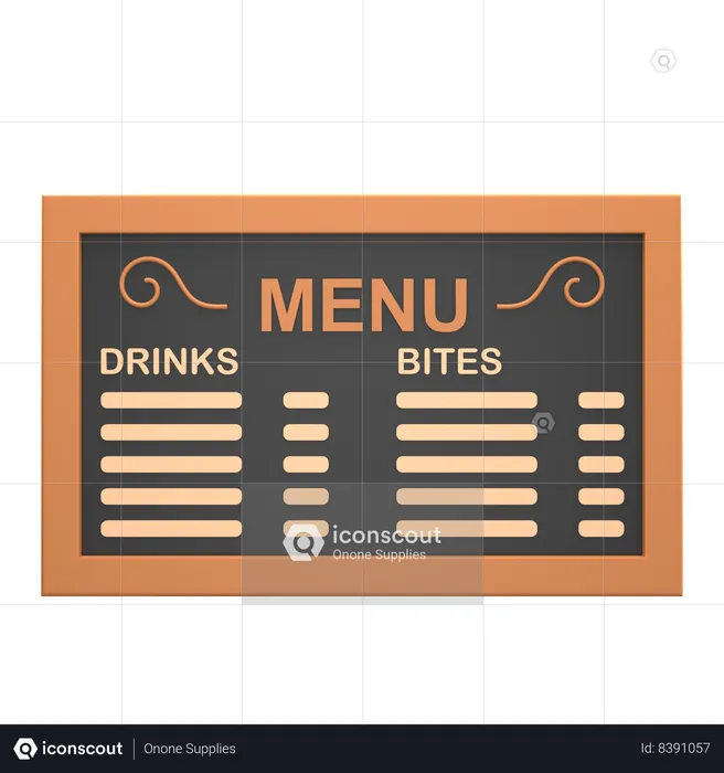 Menu Board  3D Icon