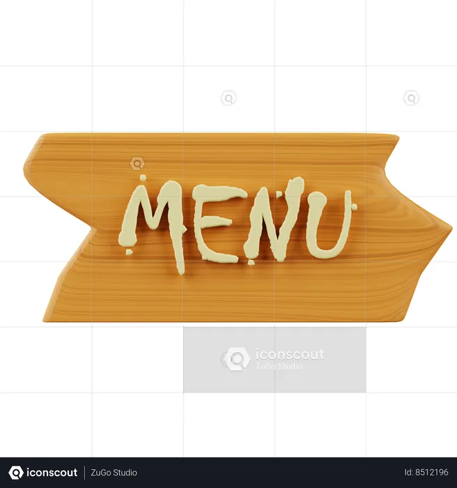 Menu Wood Sign  3D Icon