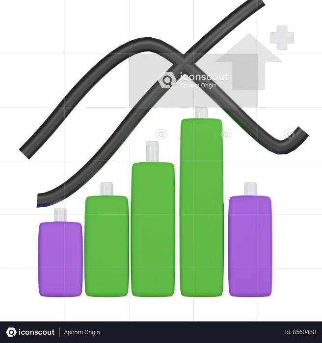 Mercado de ações instável  3D Icon