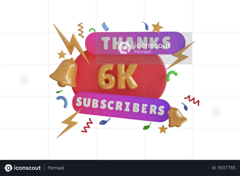 Merci 6 000 abonnés  3D Icon