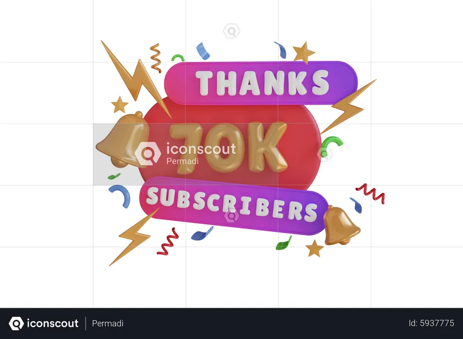 Merci 70 000 abonnés  3D Icon