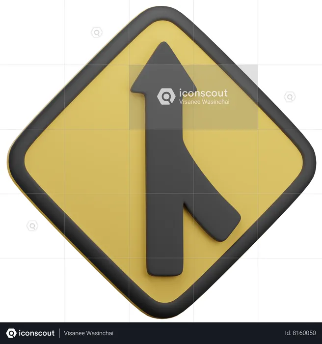 Merge Ahead Sign  3D Icon