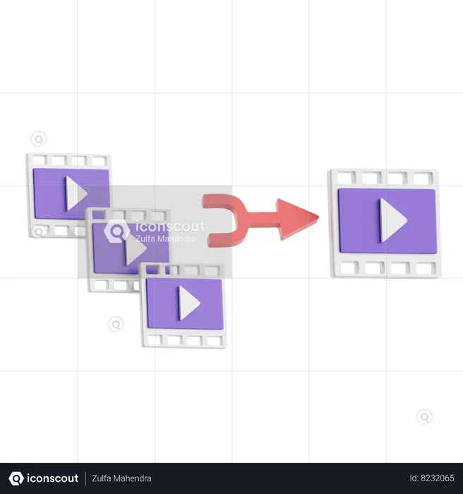 Merge Video  3D Icon
