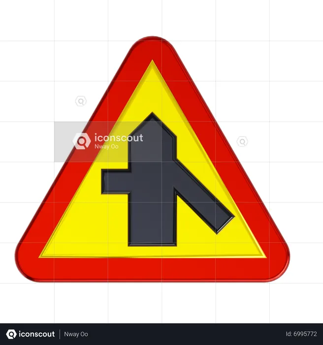Merging Traffic Road Sign  3D Icon