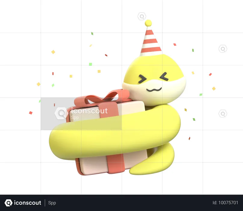 Serpiente con regalo  3D Icon