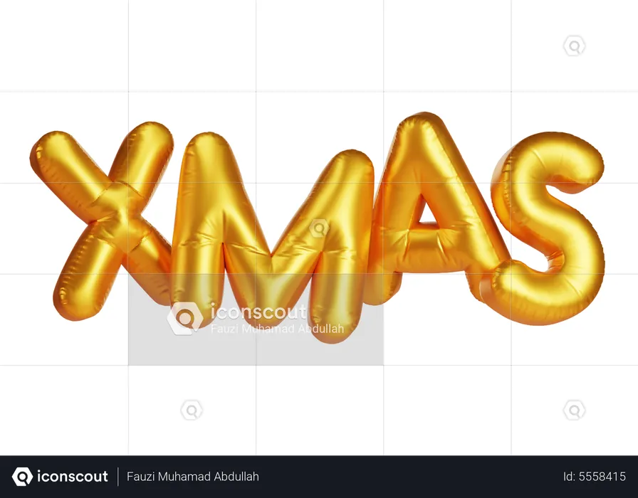 Merry Xmas in golden balloons  3D Icon