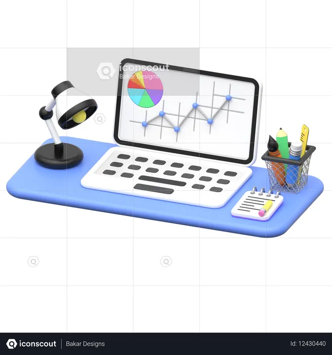 Mesa de escritório com laptop  3D Icon