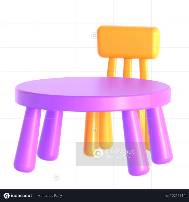 Mesa y silla  3D Icon