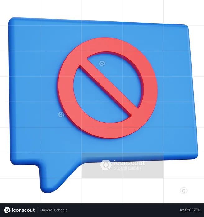 Message With Prohibition Sign  3D Icon
