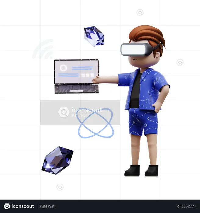 Metacerse recherchiert am Laptop  3D Illustration