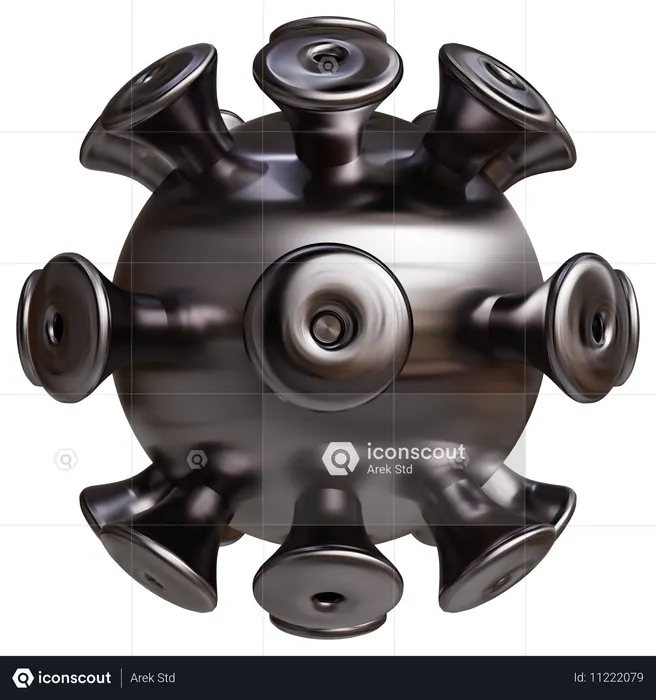 Metal Bacteria Abstract Shape  3D Icon