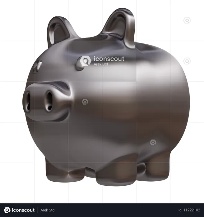 Metal Gold Pig  3D Icon