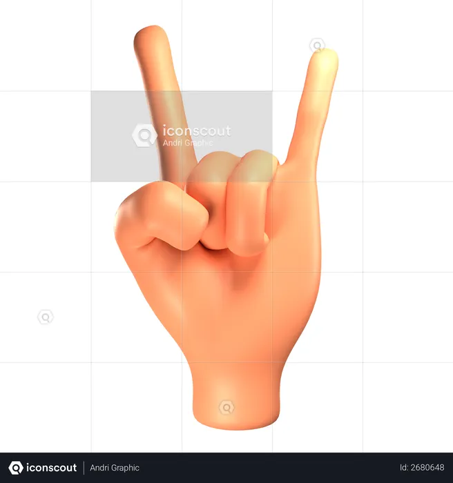 Metal hand gesture  3D Illustration