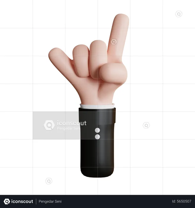 Metal Hand Gesture Front  3D Icon