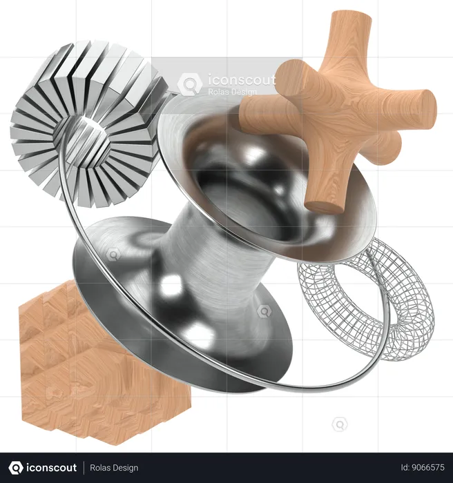 Metal madeira abstrato  3D Icon