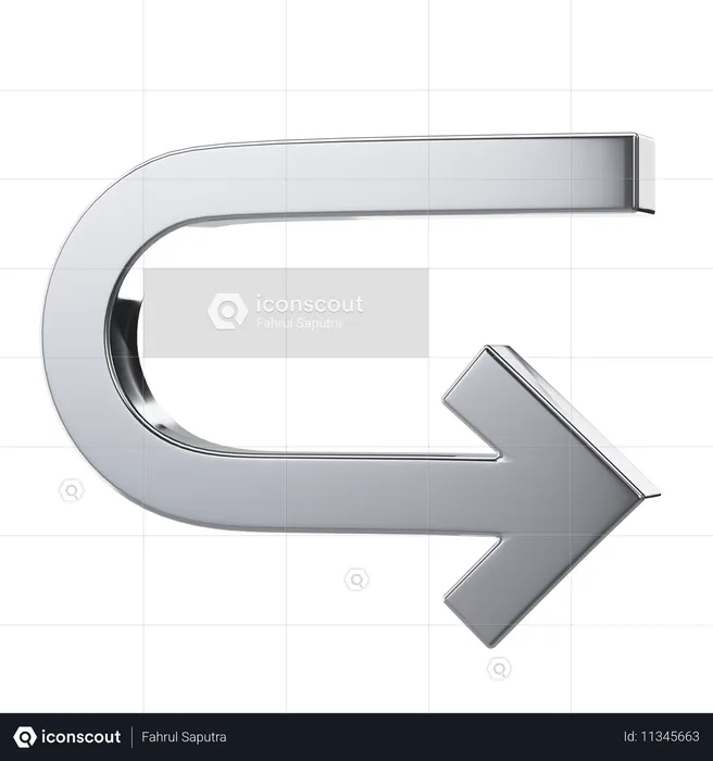 Metal Turn Around Arrow  3D Icon