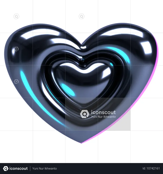 Metallic Heart Balloon  3D Icon