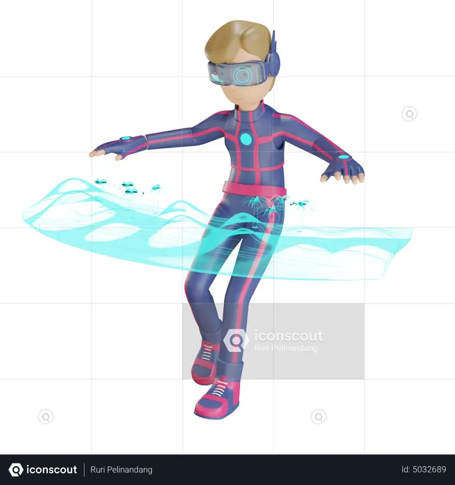 Metaverse Man virtual landscape  3D Illustration